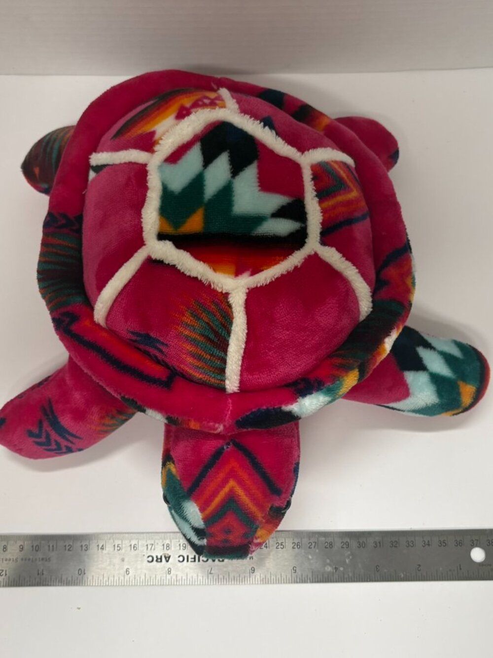 Southwestern Geometric Plush Turtle Stuffed Animal Fuschia Tribal Pattern 12" - Picture 2 of 6